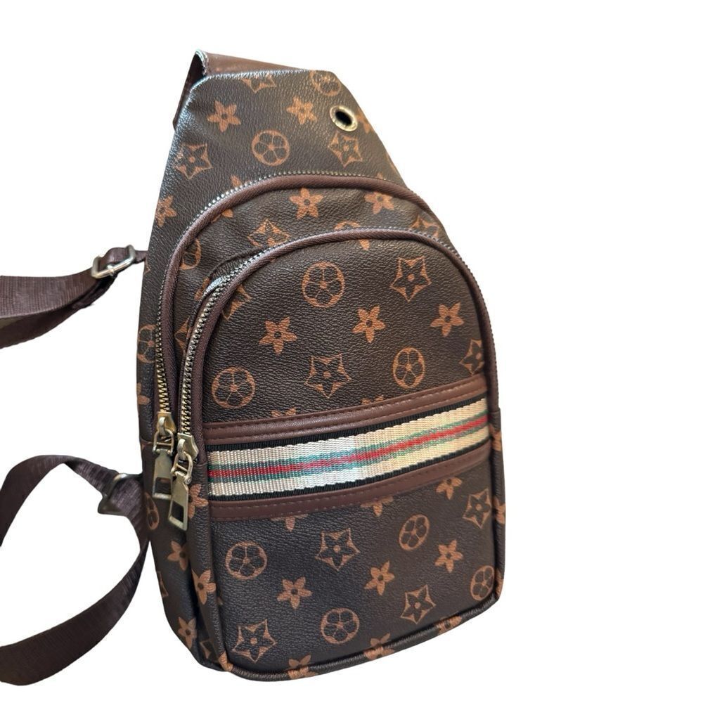 Fun sling backpack faux leather replica w two front pockets